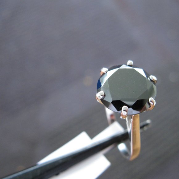 5.0ct 100% Natural Black Diamond Ring, All Sizes Free Diamond Tester,Certificate - Picture 10 of 15